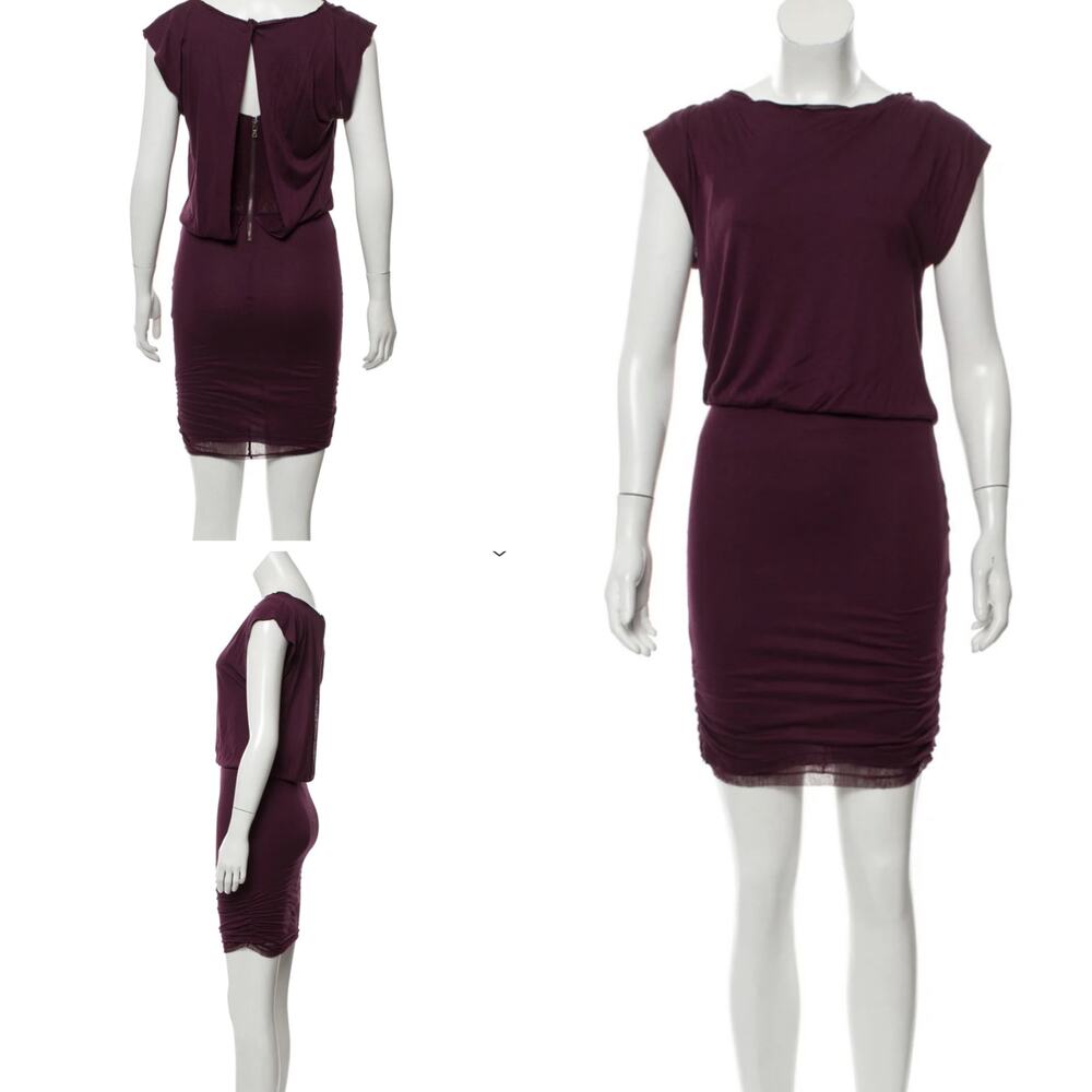 Alice + Olivia Draped Mini Dress Size S – Burgundy Rayon Blend (Flawed)